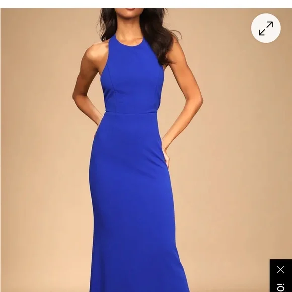 Lulus Straight To The Heart Royal Blue Backless Maxi Dress / cut out back - Picture 5 of 10